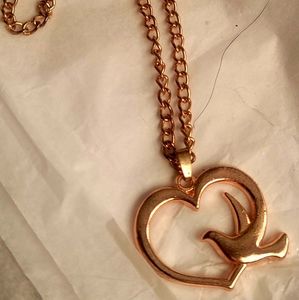 Gold plated peace dove heart necklace...pre-owned